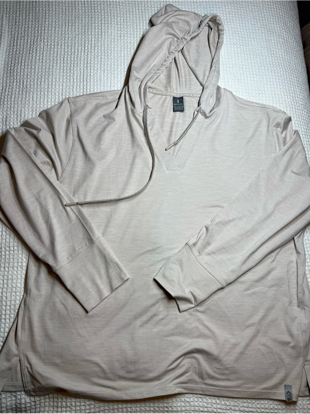 Free Country Taupe Hooded V-Neck Pullover